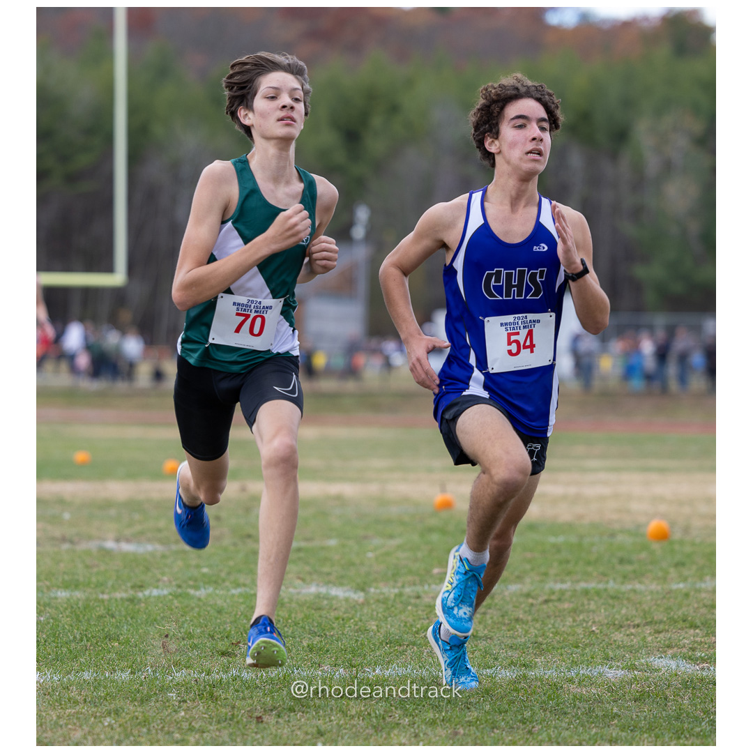 Jaiden Ferrara, Cranston East, GR 10 - Jesse Lichtenstein, CLASSICAL, GR 9 - 2024 RIIL Cross Country RI State Championship at Ponaganset High School, North Scituate, Rhode Island on November 2, 2024 File: ./dir-boys/241102-241102-2024-RI-Cross-Country-State-Championsips-Ponaganset-290-062A4374.jpg Jaiden Ferrara, Cranston East, GR 10 - Jesse Lichtenstein, CLASSICAL, GR 9 - 2024 RIIL Cross Country RI State Championship at Ponaganset Hi…