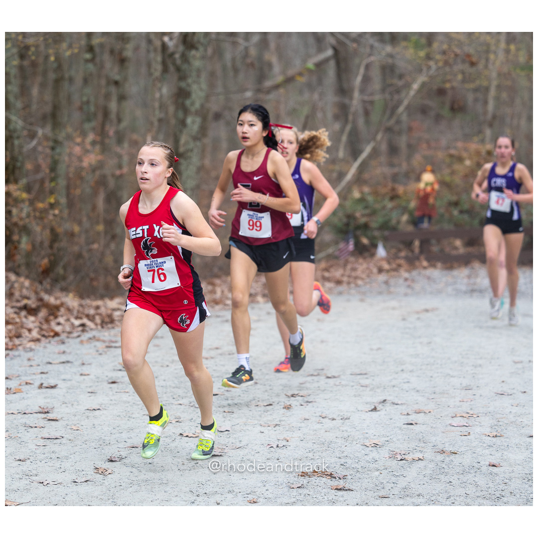 Kristen Fountaine, Cranston West High School, GR 11 - Lindsey Han, East Greenwich High School, GR 9 - 2024 RIIL Cross Country RI State Championship at Ponaganset High School, North Scituate, Rhode Island on November 2, 2024 File: ./dir-girls/241102-241102-2024-RI-Cross-Country-State-Championsips-Ponaganset-372-062A5104.jpg Kristen Fountaine, Cranston West High School, GR 11 - Lindsey Han, East Greenwich High School, GR 9 - 2024 RIIL Cross Country RI State Cham…