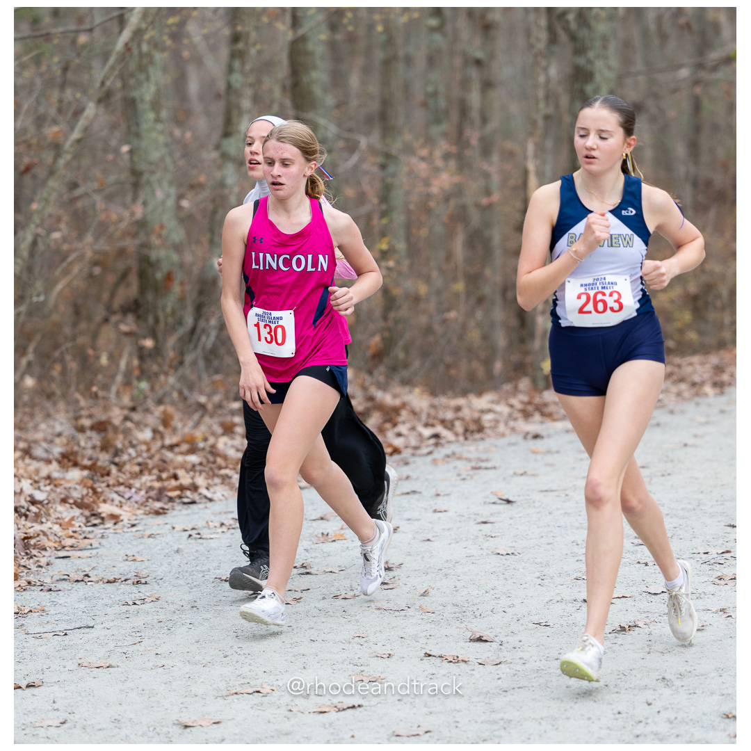 Gea Gilson, Lincoln High School, GR 9 - Madeline O'Hearn, St Mary Academy-Bay View, GR 12 - 2024 RIIL Cross Country RI State Championship at Ponaganset High School, North Scituate, Rhode Island on November 2, 2024 File: ./dir-girls/241102-241102-2024-RI-Cross-Country-State-Championsips-Ponaganset-415-062A5643.jpg Gea Gilson, Lincoln High School, GR 9 - Madeline O'Hearn, St Mary Academy-Bay View, GR 12 - 2024 RIIL Cross Country RI State Championship a…