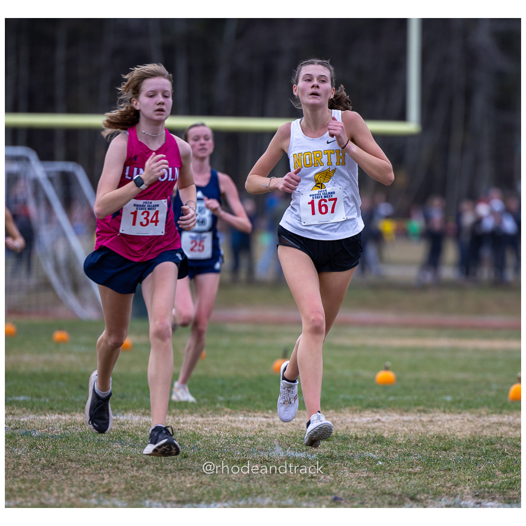 Hayden Lugar, Lincoln High School, GR 10 - Hailee Pomeranz, North Kingstown High School, GR 12 - 2024 RIIL Cross Country RI State Championship at Ponaganset High School, North Scituate, Rhode Island on November 2, 2024 File: ./dir-girls/241102-241102-2024-RI-Cross-Country-State-Championsips-Ponaganset-516-062A7805.jpg Hayden Lugar, Lincoln High School, GR 10 - Hailee Pomeranz, North Kingstown High School, GR 12 - 2024 RIIL Cross Country RI State Champions…