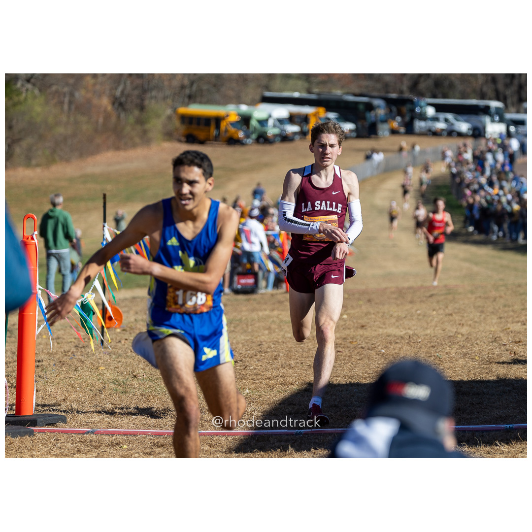Soheib Dissa, Newtown GR 12, Marshall Vernon, Lasalle Academy GR 11,  2024 New England Cross Country Championships at Wickham Park in Manchester CT on November 9, 2024 title=