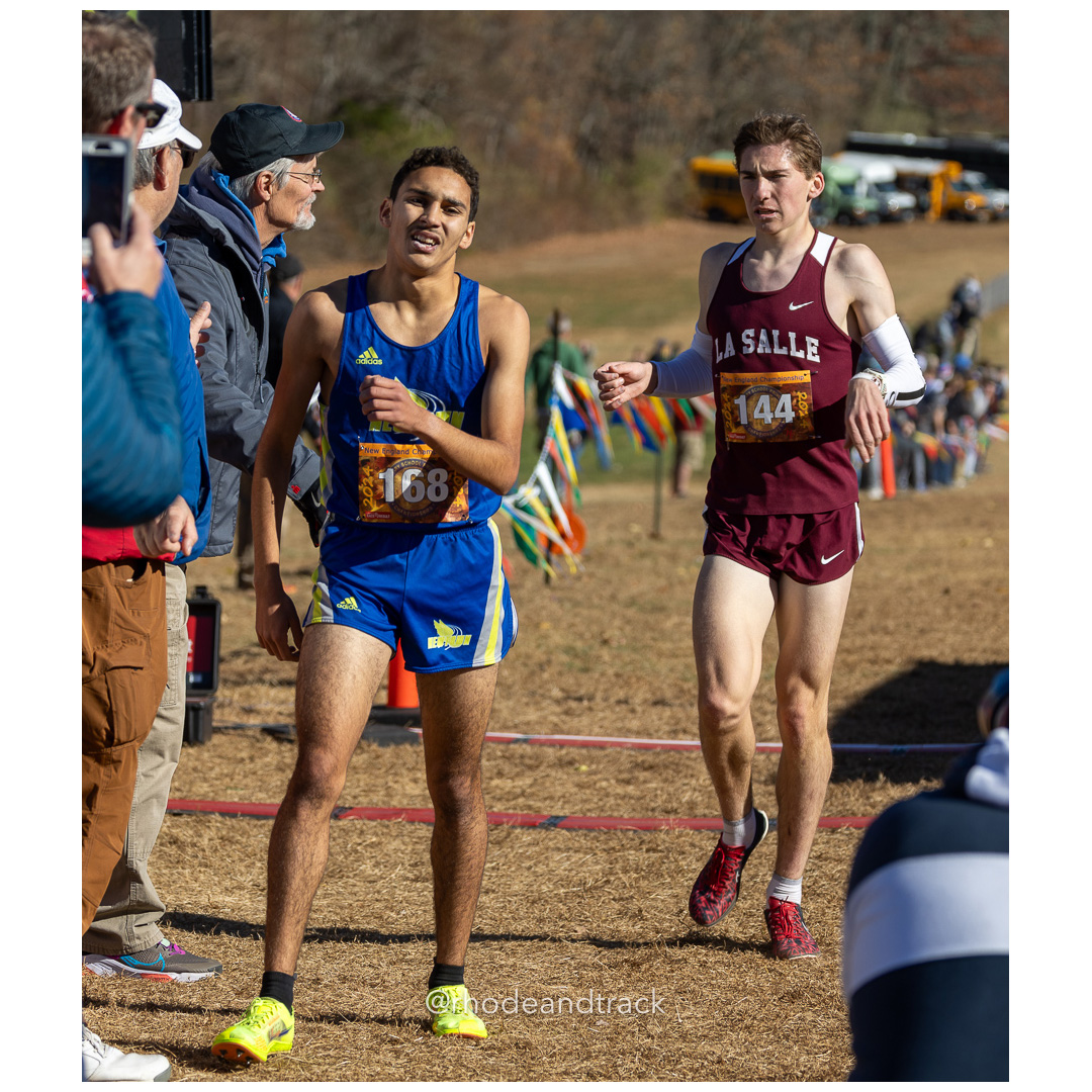 Soheib Dissa, Newtown GR 12, Marshall Vernon, Lasalle Academy GR 11,  2024 New England Cross Country Championships at Wickham Park in Manchester CT on November 9, 2024 title=