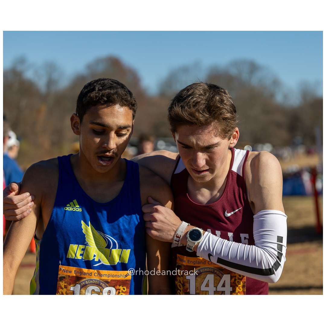 Soheib Dissa, Newtown GR 12, Marshall Vernon, Lasalle Academy GR 11,  2024 New England Cross Country Championships at Wickham Park in Manchester CT on November 9, 2024 title=