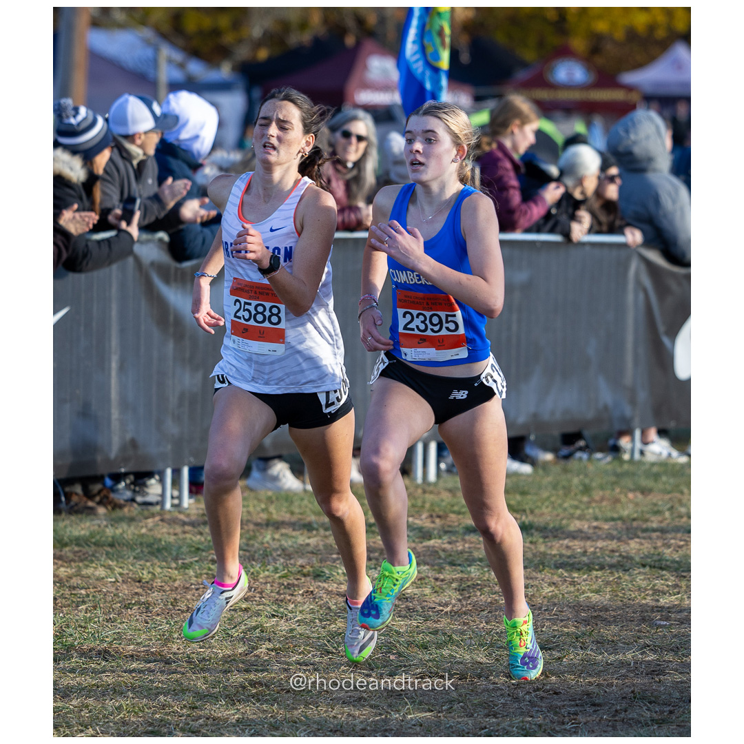 Phoenix Roth Princeton Cranbury TC [SO], Gabby Stoothoff Cumberland XCTF Club [SO] at 2024 Nike Cross Regional New England and New York Cha…