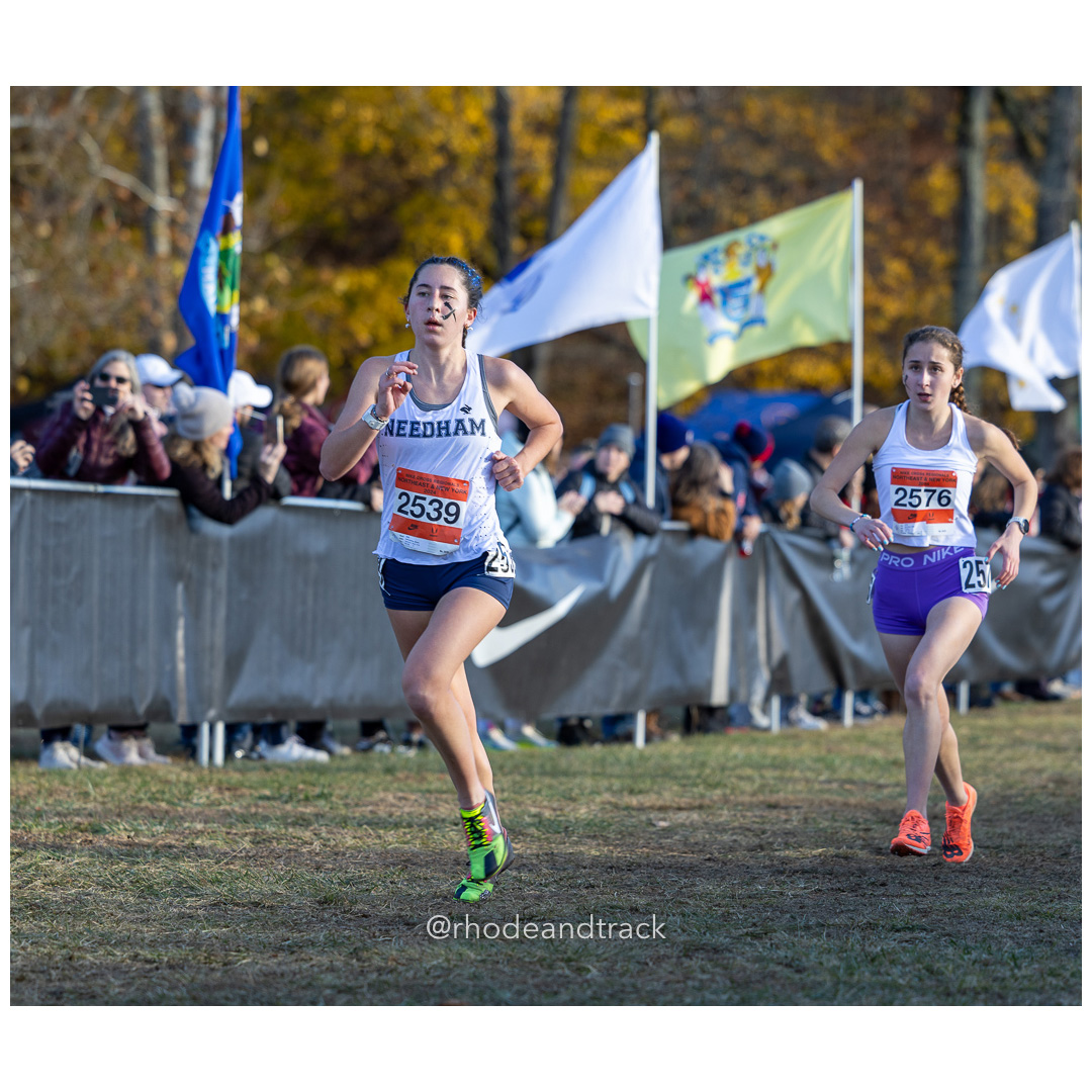 Siena Uyenoyama Needham Track Club [SR], Julia Ronnen Pingry [JR] at 2024 Nike Cross Regional New England and New York Championships at Bow…
