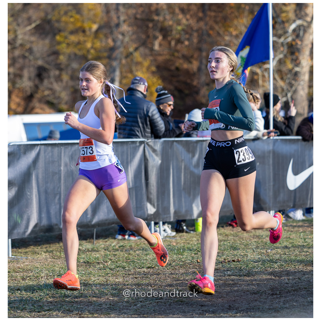 Leah Holmes Pingry [SO], Olivia Pendleton Dennis-Yarmouth XC [SR] at 2024 Nike Cross Regional New England and New York Championships at Bow…