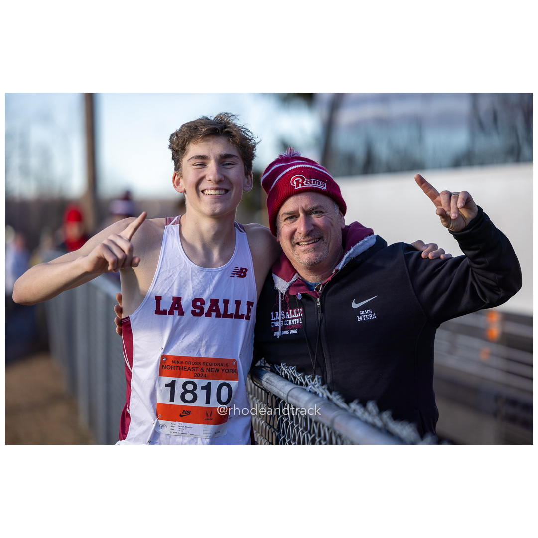 Marshall Vernon La Salle TC [JR], Billy Myers La Salle TC [coach] 2024 Nike Cross Regional New England and New York Championships at Bowdoi…
