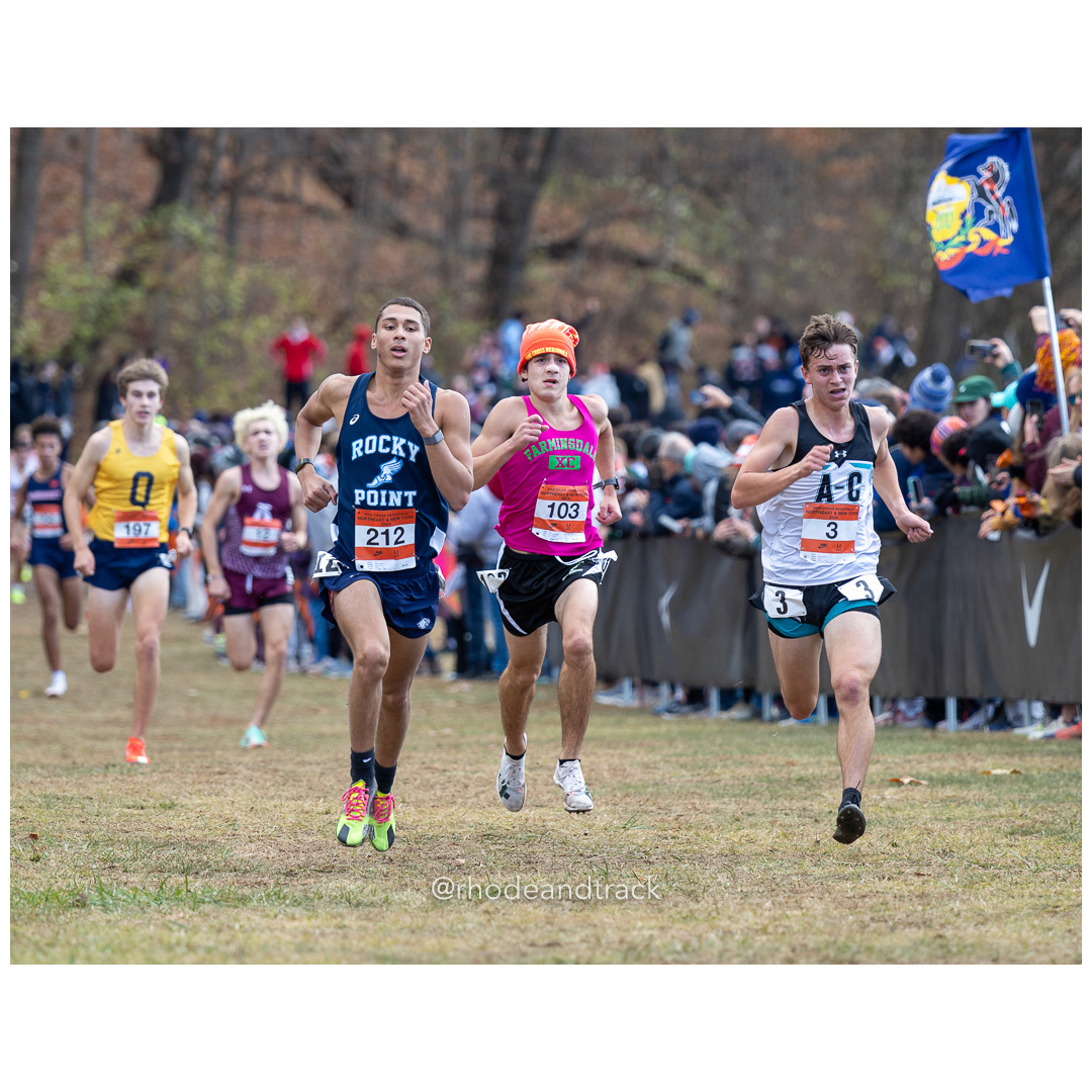 Trevor Green Rocky Point [JR], George Thomatos Farmingdale [SR], Ibrahim Ford Arkport [JR] 2024 Nike Cross Regional New England and New Yor…