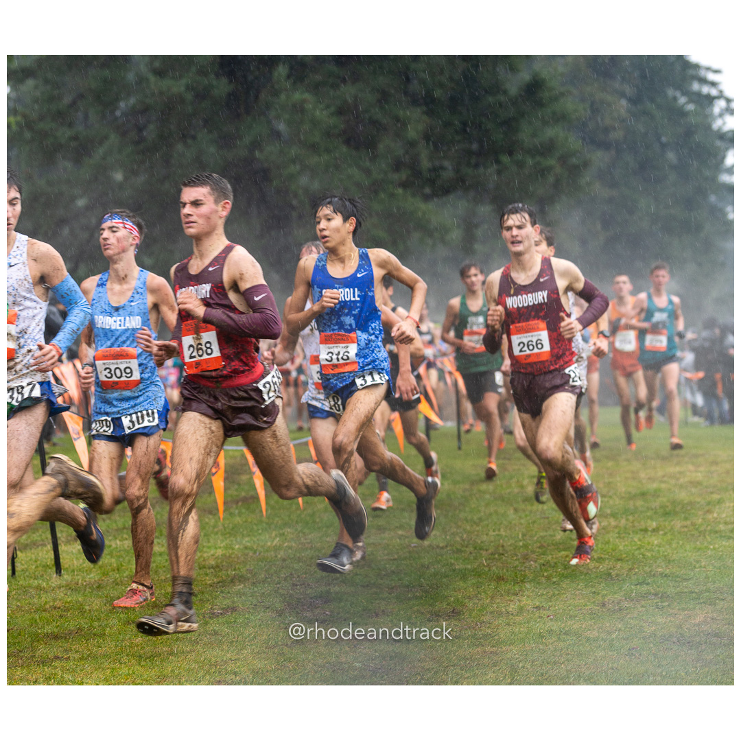 Maddox MCCALLISTER Bridgeland #309 • Yr: JR, Shane GOLIO Woodbury #268 • Yr: SR, Michael FULLER Carroll #316 • Yr: JR, Gavin CATHERWOOD Woodbury #266 • Yr: SR - 2024 Nike Cross Country National Championships at Glendoveer Golf Club in Portland, Oregon on December 7, 2024 File: ./dir-boys/241207-nike-cross-nationals-nxn-portland-oregon-december-7-2024-96-296A2014.jpg Maddox MCCALLISTER Bridgeland #309 • Yr: JR, Shane GOLIO Woodbury #268 • Yr: SR, Michael FULLER Carroll #316 • Yr: JR, Gavin CATHERWOOD Woo…