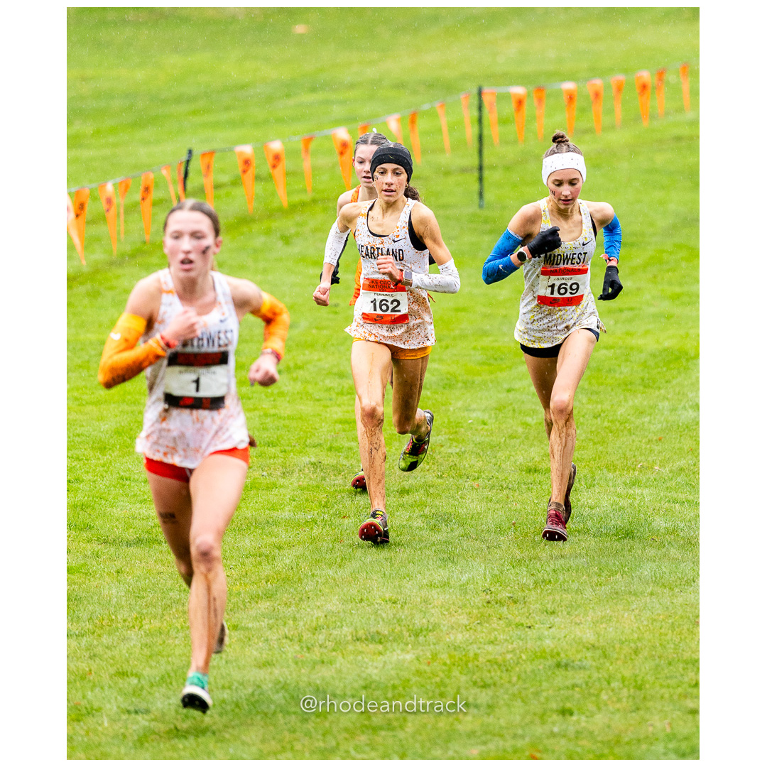 Marissa FEREBEE Heartland-2 #162 • Yr: JR, Mia SIROIS Midwest-4 #169 • Yr: SO - 2024 Nike Cross Country National Championships at Glendovee…