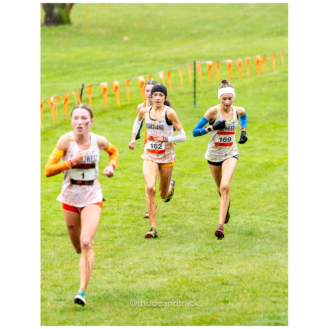 Marissa FEREBEE Heartland-2 #162 • Yr: JR, Mia SIROIS Midwest-4 #169 • Yr: SO - 2024 Nike Cross Country National Championships at Glendovee…