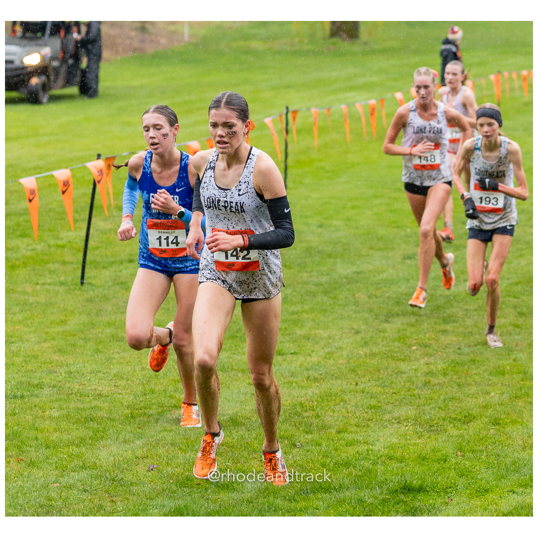 Adi BENNETT Flower Mound #114 • Yr: SO, Boston BYBEE Lone Peak #142 • Yr: SR - 2024 Nike Cross Country National Championships at Glendoveer…