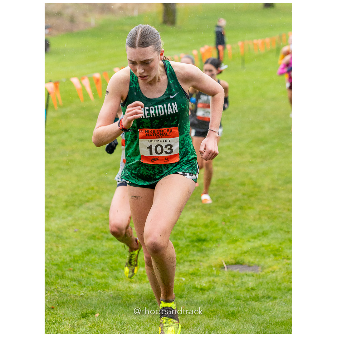 Hallie HEEMEYER Meridian #103 • Yr: JR - 2024 Nike Cross Country National Championships at Glendoveer Golf Club in Portland, Oregon on Dece…