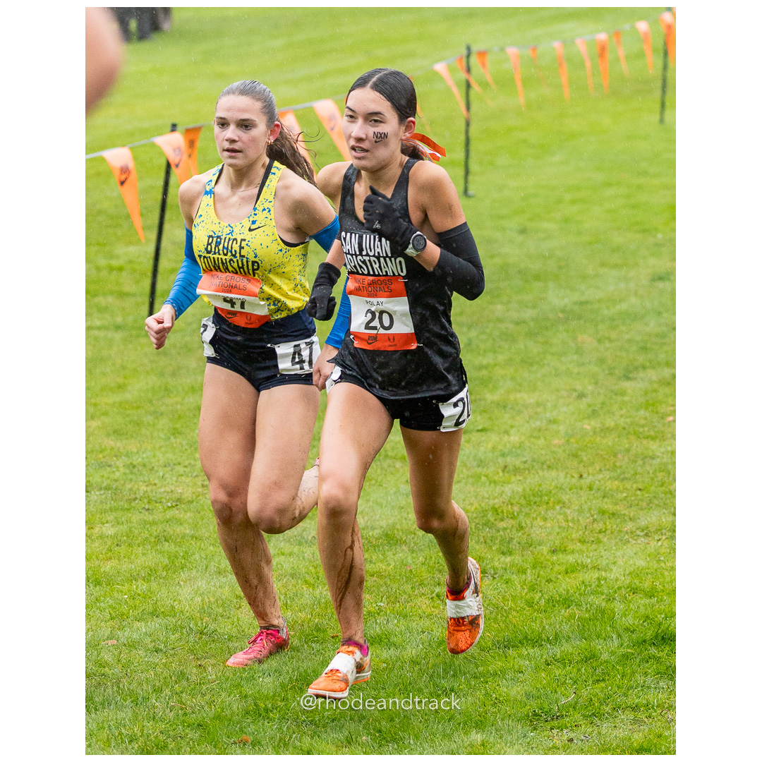 Julia LINK Wayzata #41 • Yr: SR, Sophie POLAY San Juan Capistrano #20 • Yr: SR - 2024 Nike Cross Country National Championships at Glendove…