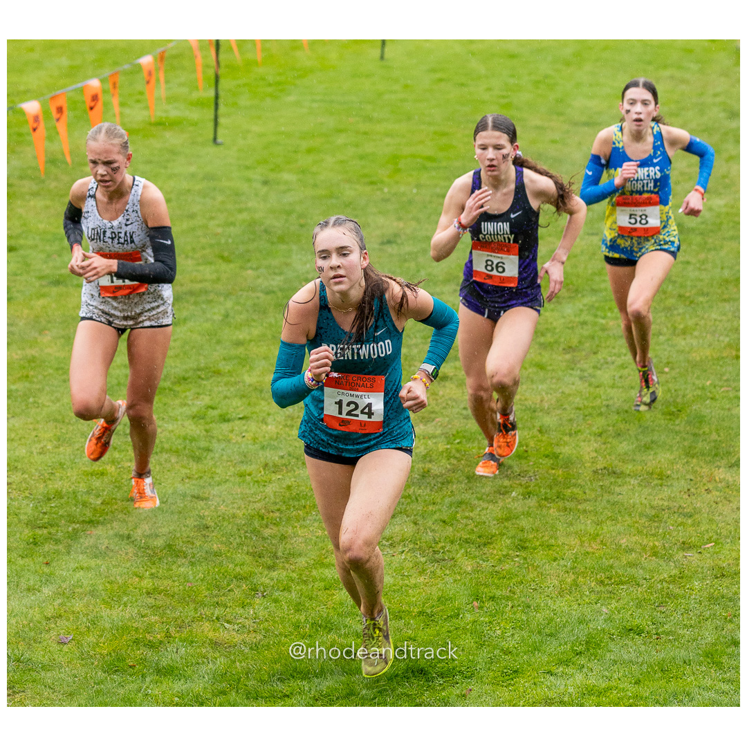 Lydia CROMWELL Brentwood #124 • Yr: SR, Elyse HENRIKSEN Forest Park #94 • Yr: JR - 2024 Nike Cross Country National Championships at Glendo…