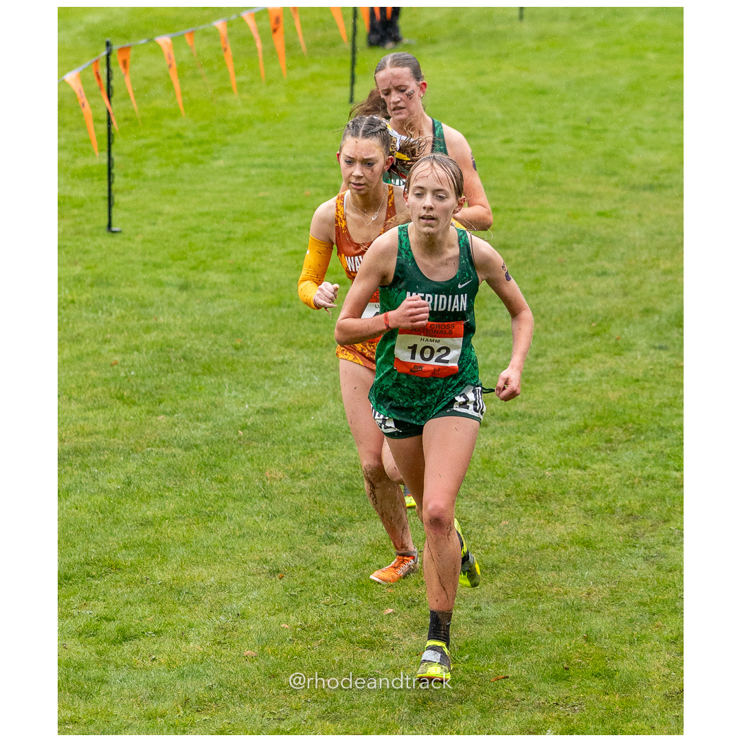 Emmeline HAMM Meridian #102 • Yr: SR, Riley LYNCH Clifton Park #70 • Yr: FR - 2024 Nike Cross Country National Championships at Glendoveer…