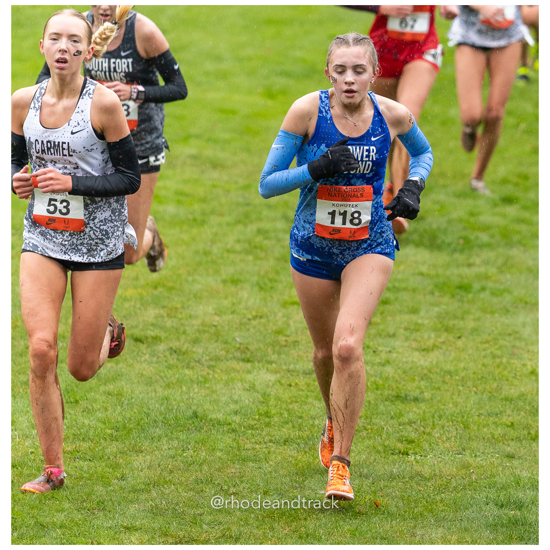 Ella GADDIS Carmel #53 • Yr: SR, McKayla KOHUTEK Flower Mound #118 • Yr: JR - 2024 Nike Cross Country National Championships at Glendoveer…