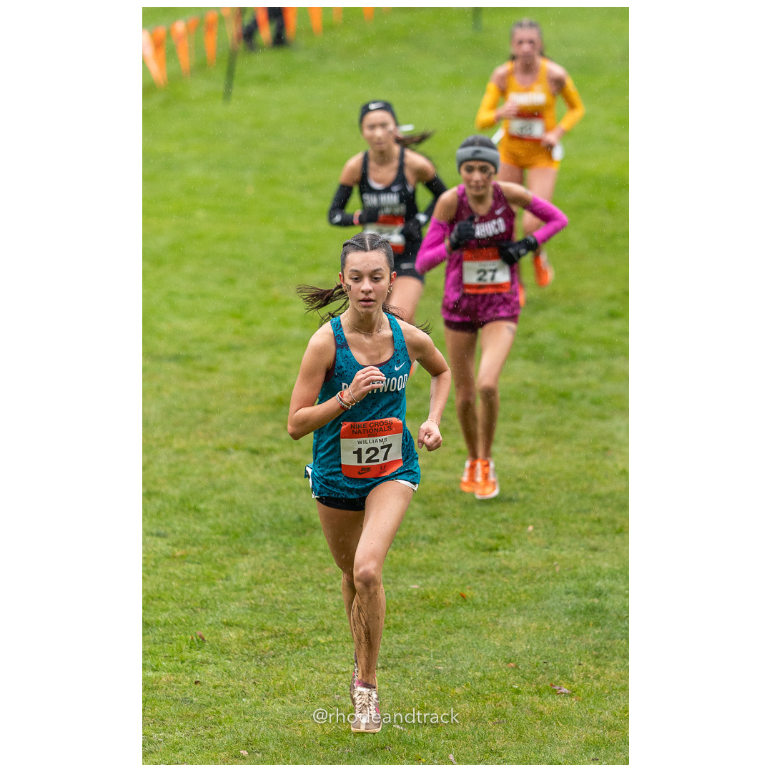 Talya WILLIAMS Brentwood #127 • Yr: SO - 2024 Nike Cross Country National Championships at Glendoveer Golf Club in Portland, Oregon on Dece…