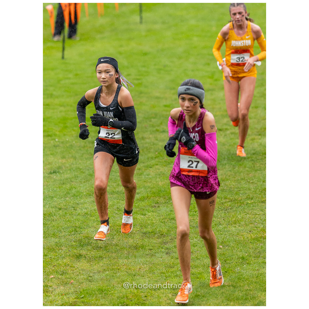 Kaylah TASSER San Juan Capistrano #22 • Yr: JR, Violet PINTER Trabuco #27 • Yr: SO - 2024 Nike Cross Country National Championships at Glendoveer Golf Club in Portland, Oregon on December 7, 2024 File: ./dir-girls/241207-nike-cross-nationals-nxn-portland-oregon-december-7-2024-233-296A8417.jpg Kaylah TASSER San Juan Capistrano #22 • Yr: JR, Violet PINTER Trabuco #27 • Yr: SO - 2024 Nike Cross Country National Championships at Glen…