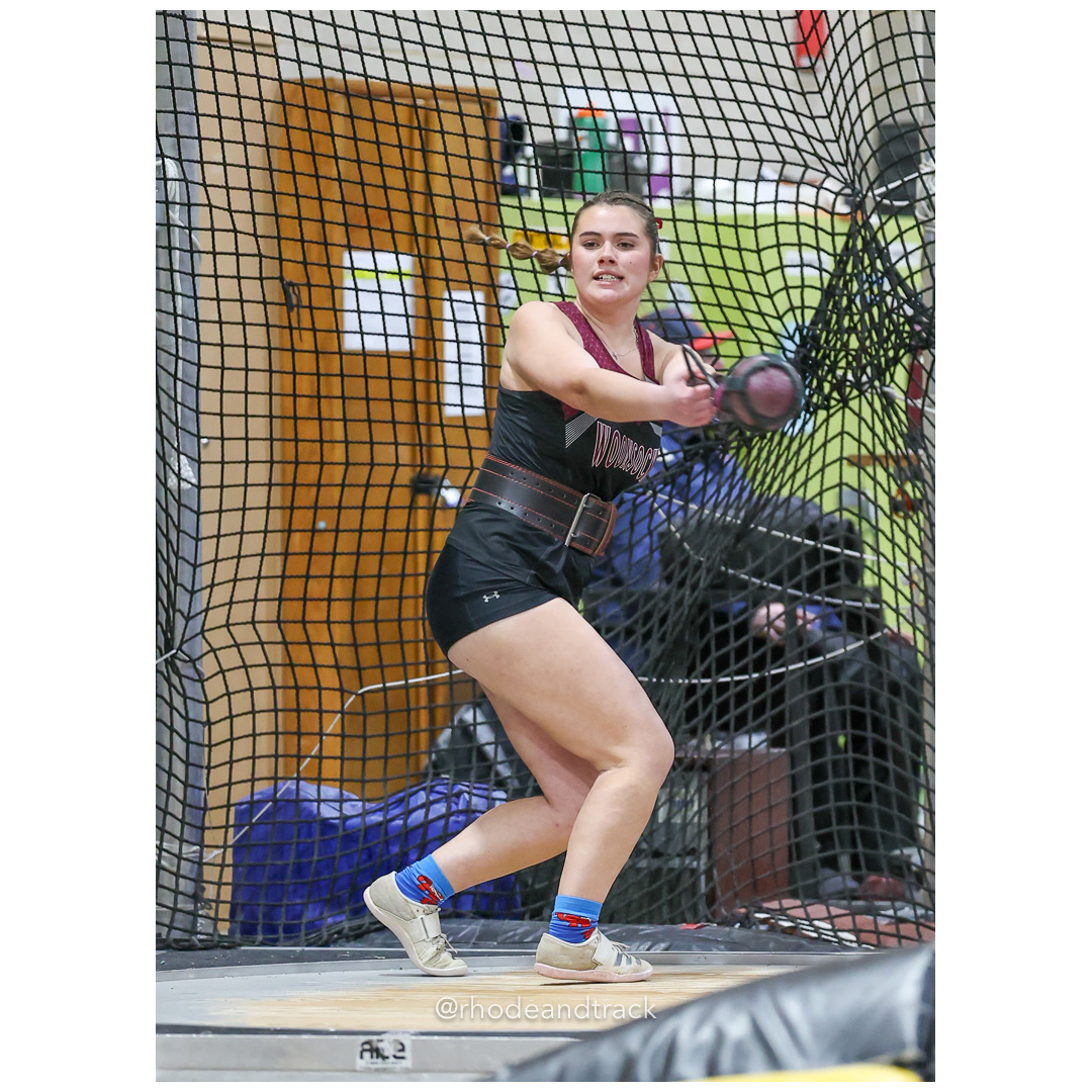 Isabella Piette, Woonsocket High School, 49-3.25, Weight Throw - Dwyer Division Championship - Indoor Track and Field - Providence Career Technical Academy - Providence RI - January 15, 2025 title=
