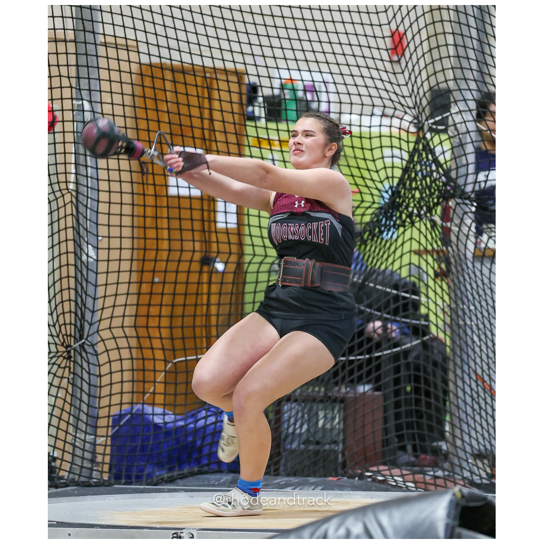 Isabella Piette, Woonsocket High School, 49-3.25, Weight Throw - Dwyer Division Championship - Indoor Track and Field - Providence Career Technical Academy - Providence RI - January 15, 2025 title=