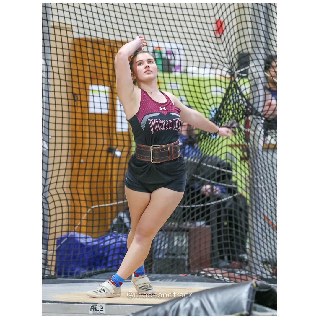 Isabella Piette, Woonsocket High School, 49-3.25, Weight Throw - Dwyer Division Championship - Indoor Track and Field - Providence Career Technical Academy - Providence RI - January 15, 2025 title=