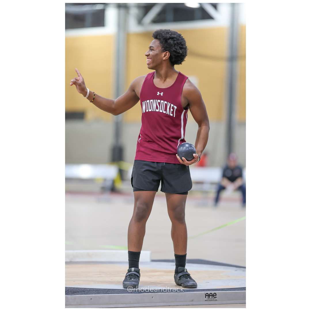 Raymond Williams, Woonsocket High School, 23-5.50, Shot put - Throw - Dwyer Division Championship - Indoor Track and Field - Providence Career Technical Academy - Providence RI - January 15, 2025 title=