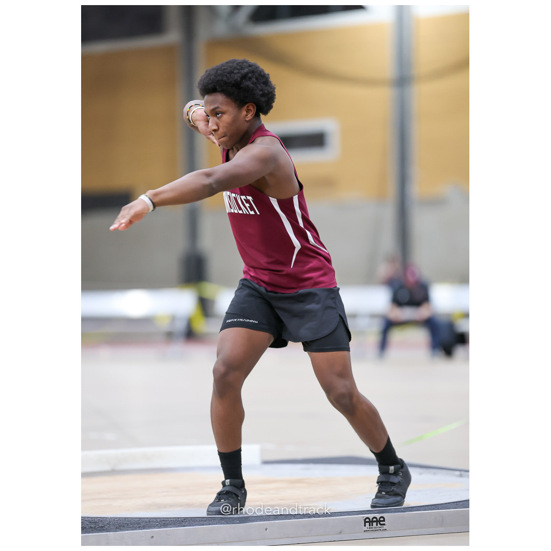 Raymond Williams, Woonsocket High School, 23-5.50, Shot put - Throw - Dwyer Division Championship - Indoor Track and Field - Providence Career Technical Academy - Providence RI - January 15, 2025 title=