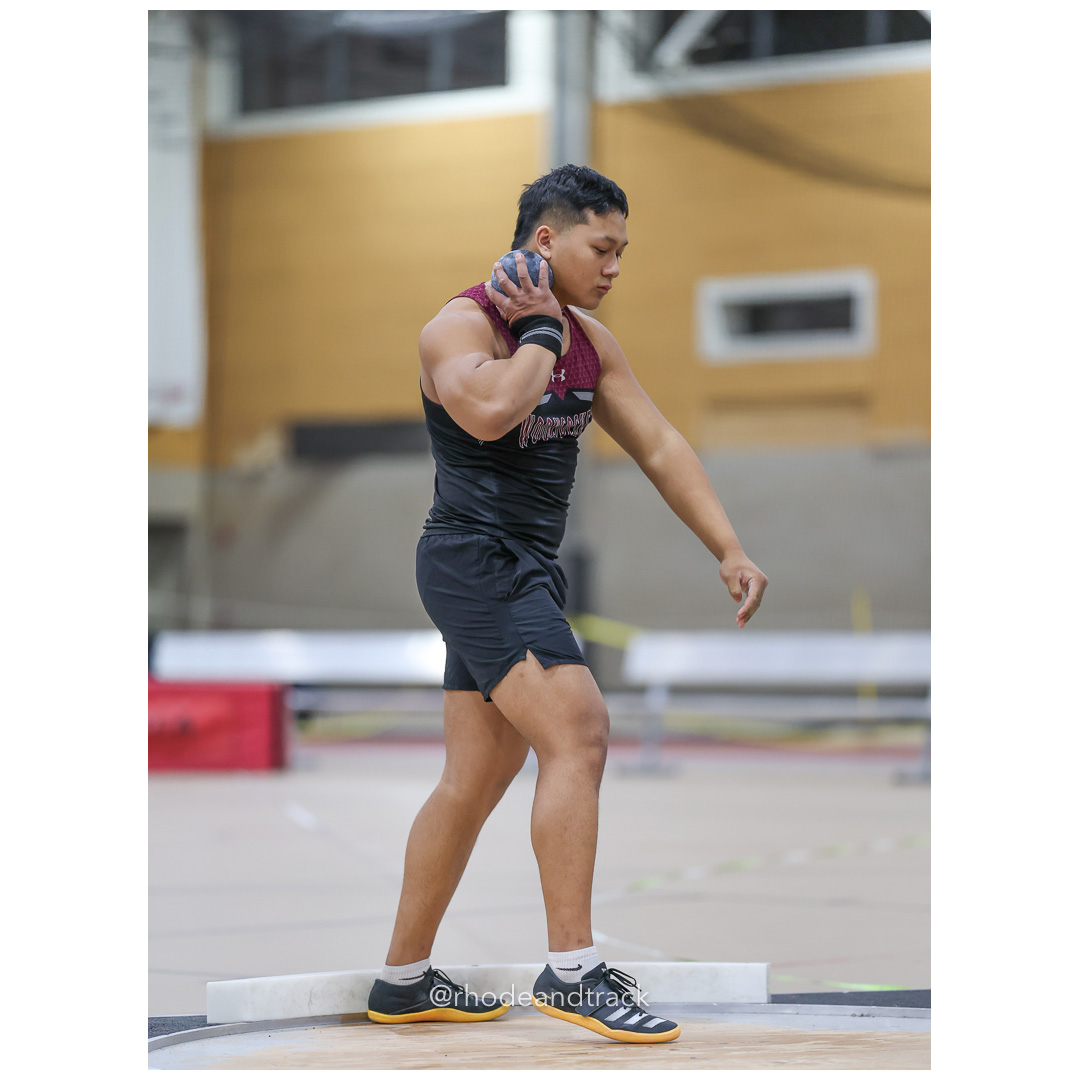 Shamrock Thoun, Woonsocket High School, 38-7.50, Shot put - Throw - Dwyer Division Championship - Indoor Track and Field - Providence Career Technical Academy - Providence RI - January 15, 2025 title=