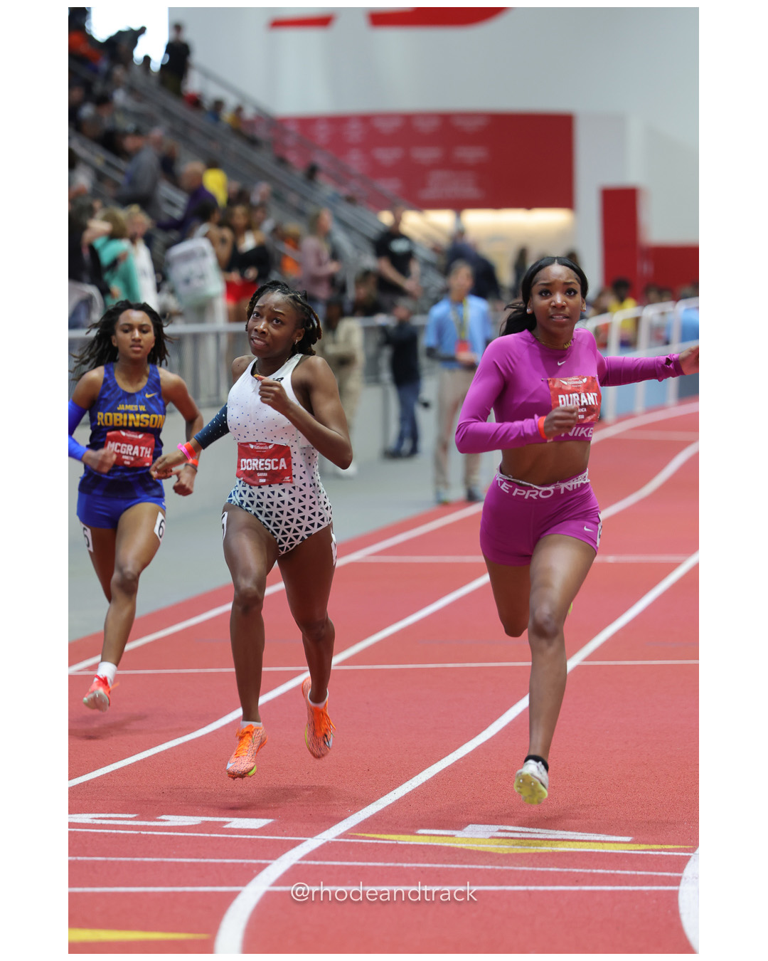 Sariah Doresca, V-Tesse Track Club of Long I, Girls 200m, Bianca Durant, Lions TC, Girls 200m, New Balance Indoor Nationals - the TRACK at…