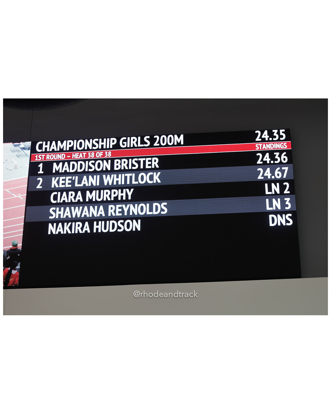 Kee'Lani Whitlock, Kenwood Broncos, Girls 200m, Maddison Brister, Lane 4 Track Club, Girls 200m, New Balance Indoor Nationals - the TRACK a…
