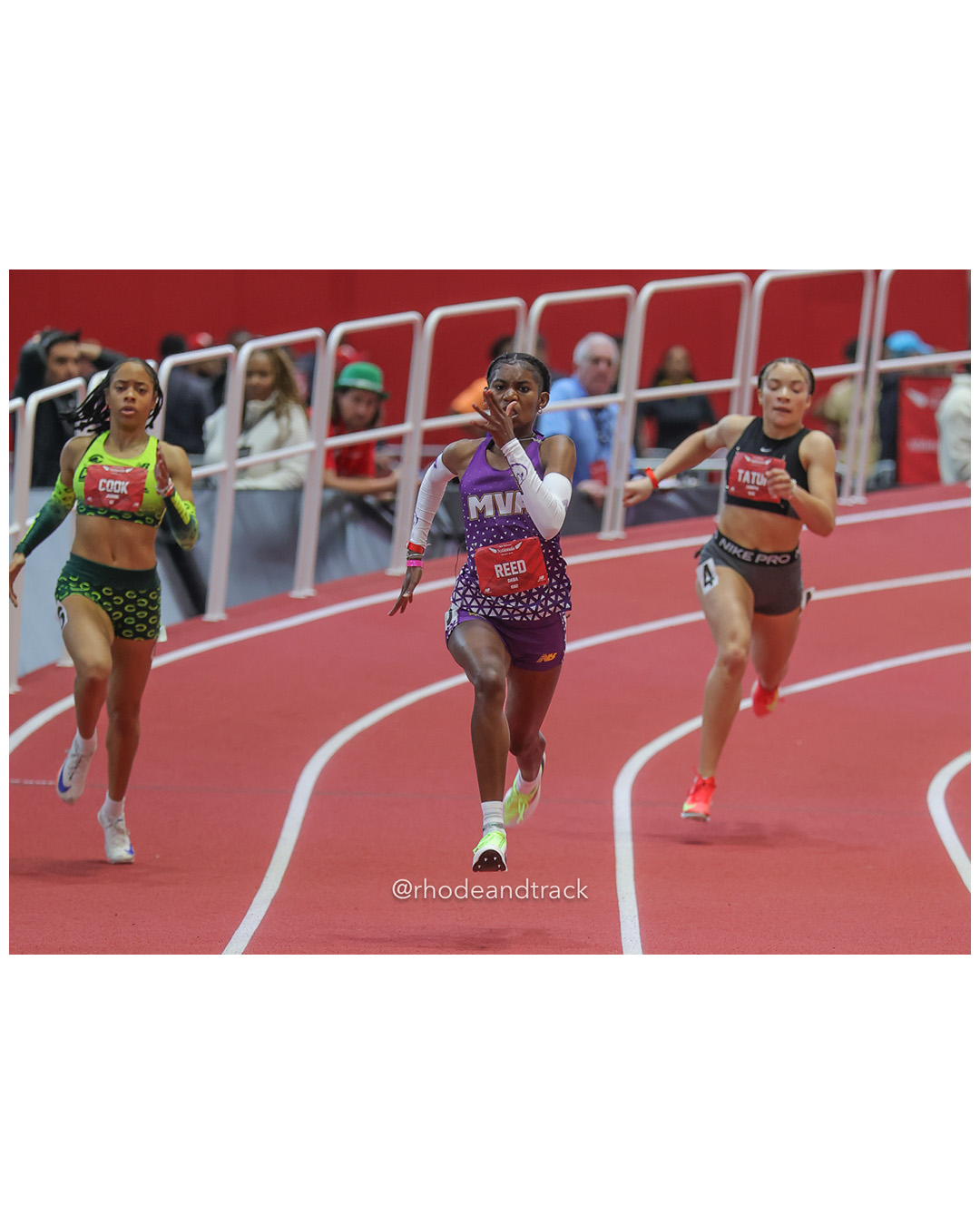 Jasmine Cook, Archbishop Carroll (DC), Dasia Reed, Montverde Academy, Girls 200m, Kamryn Tatum, Michigan Mustangs, Girls 200m, New Balance Indoor Nationals - the TRACK at New Balance - Boston MA File: ./dir-200m/250316-NBIN-2025-Sunday-393-296A9058.jpg Jasmine Cook, Archbishop Carroll (DC), Dasia Reed, Montverde Academy, Girls 200m, Kamryn Tatum, Michigan Mustangs, Girls 200m, New Balance…