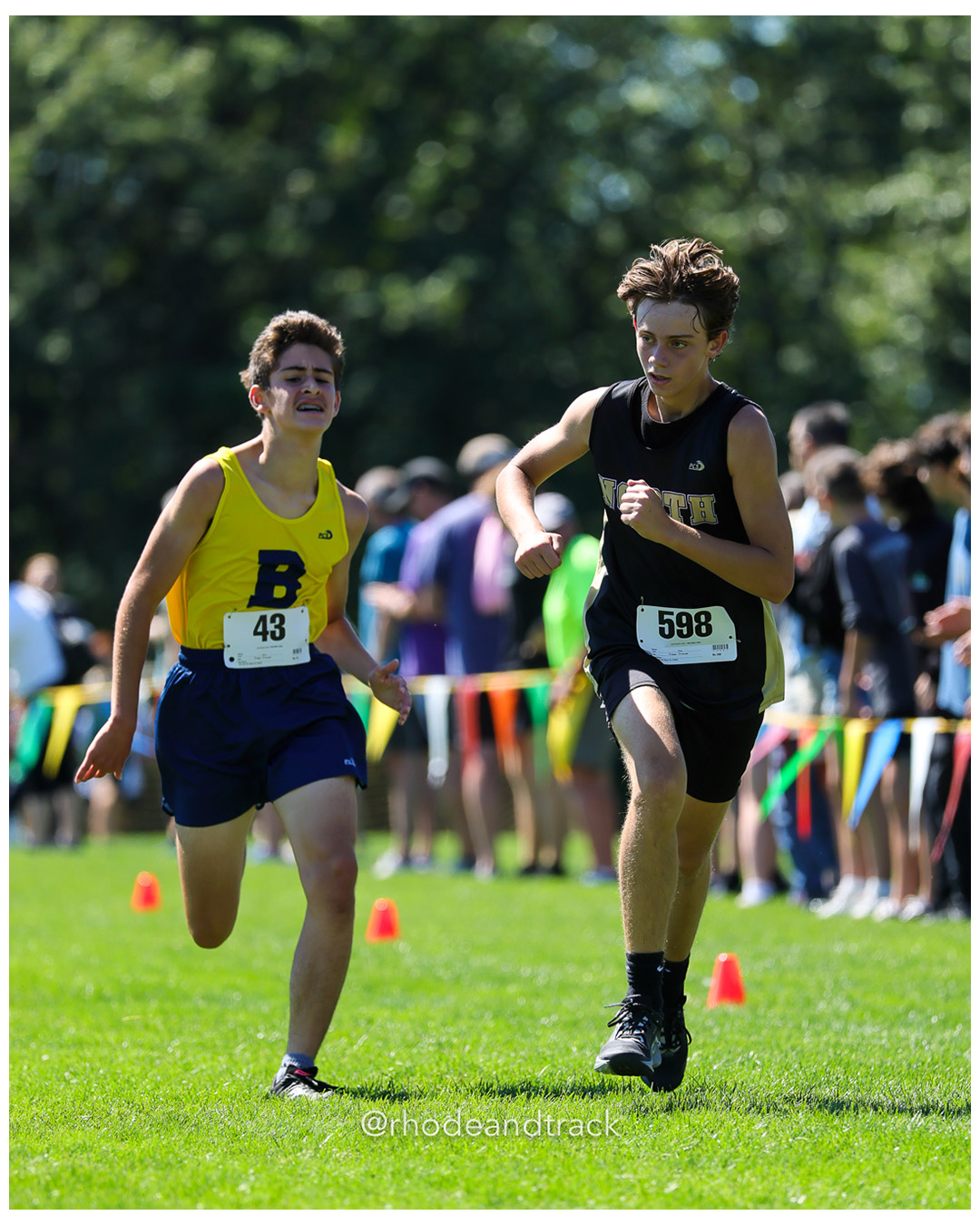 Ben Valdez - Barrington High School - 16:57.99 - Joseph Costa - North Kingstown High School - 16:57.58 - 2025 Injury Fund Carnival XC Cross…