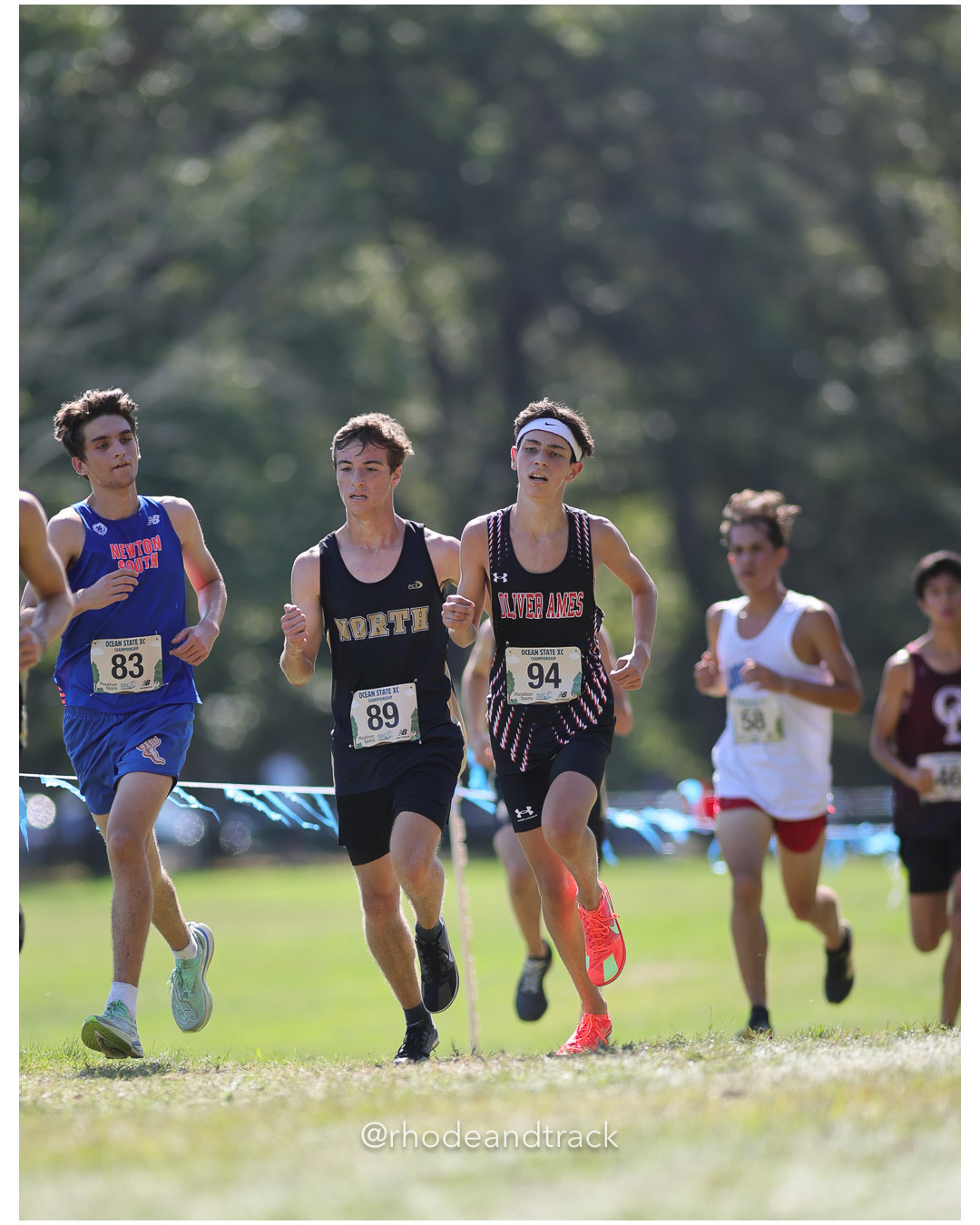 Colson Place – North Kingstown High School - Fran Tibau Martorell – Newton South High School - Benjamin Thorne – North Kingstown High School - Peter Feodoroff – Oliver Ames High School - 2025 RI Ocean State XC Invitational - Goddard Memorial Park - Warwick, RI - September 27 2025 File: ./250927-2025-ocean-state-xc-invitational-warwick-ri-452-296A9518.jpg Colson Place – North Kingstown High School - Fran Tibau Martorell – Newton South High School - Benjamin Thorne – North Kingstown High Schoo…
