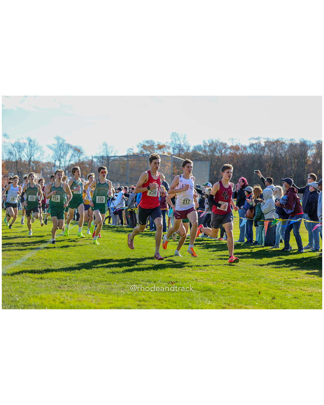 Fred Russell, Bishop Hendricken High School, 15:57.82, 5 - David Hayes, Bishop Hendricken High School, 15:29.01, 3 - Sean Gray, Portsmouth High School, 15:16.10, 1 - Marshall Vernon, La Salle Academy, 15:30.62, 4 - Andrew Parisi, East Greenwich High School, 16:36.40, 16 - RI Cross Country State Championship - Ponaganset High School - North Scituate, RI - November 1, 2025 File: ./dir-2-Boys-Championship/251101-2025-RI-Cross-Country-State-Championships-Ponaganset-441-296A5486.jpg Fred Russell, Bishop Hendricken High School, 15:57.82, 5 - David Hayes, Bishop Hendricken High School, 15:29.01, 3 - Sean Gray, Portsmouth…