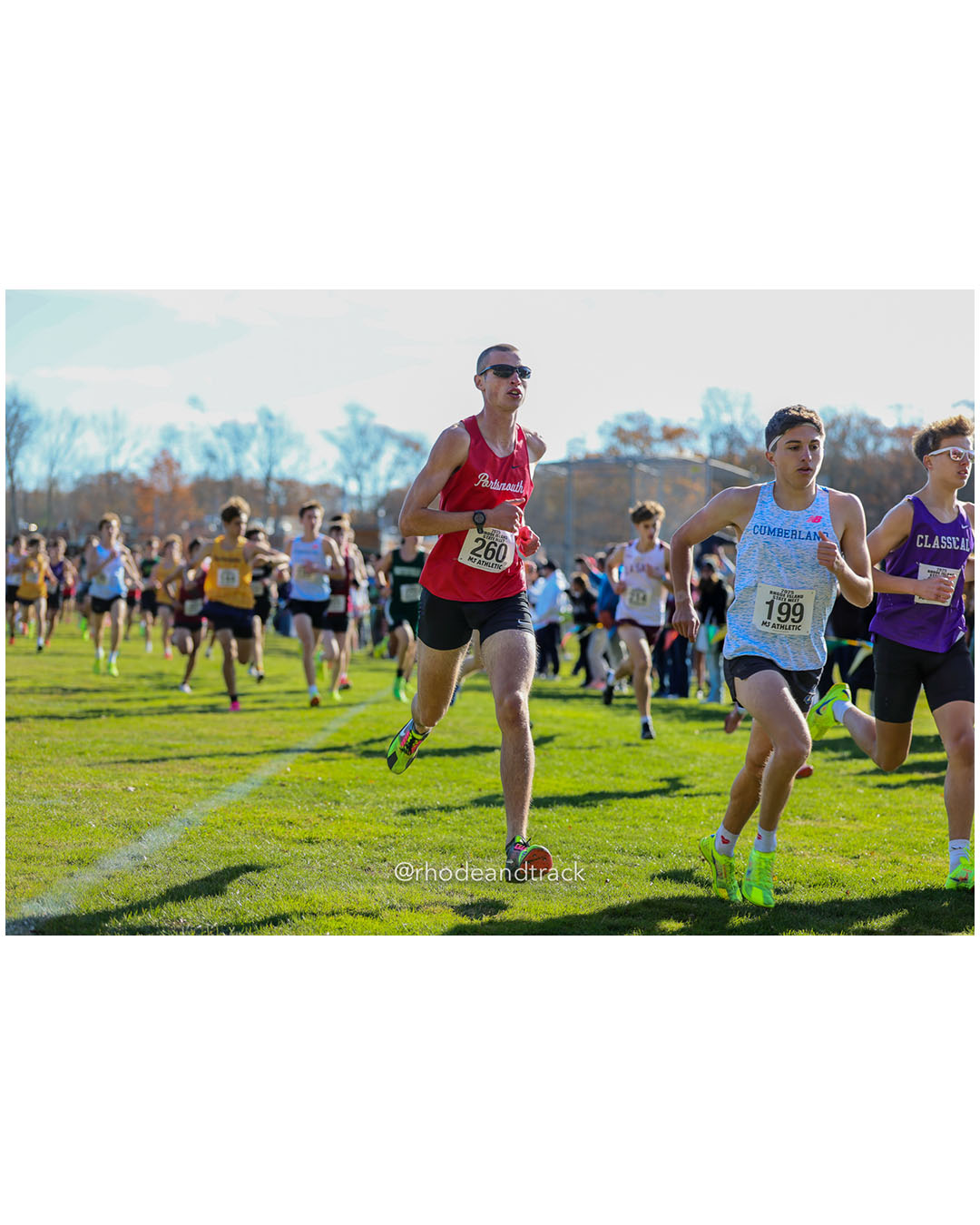 Patrick Orbon, Portsmouth High School, 16:00.81, 6 - Jake Schonhoff, Cumberland, 16:45.22, 22 - RI Cross Country State Championship - Ponaganset High School - North Scituate, RI - November 1, 2025 File: ./dir-2-Boys-Championship/251101-2025-RI-Cross-Country-State-Championships-Ponaganset-452-296A5611.jpg Patrick Orbon, Portsmouth High School, 16:00.81, 6 - Jake Schonhoff, Cumberland, 16:45.22, 22 - RI Cross Country State Championship - Ponag…