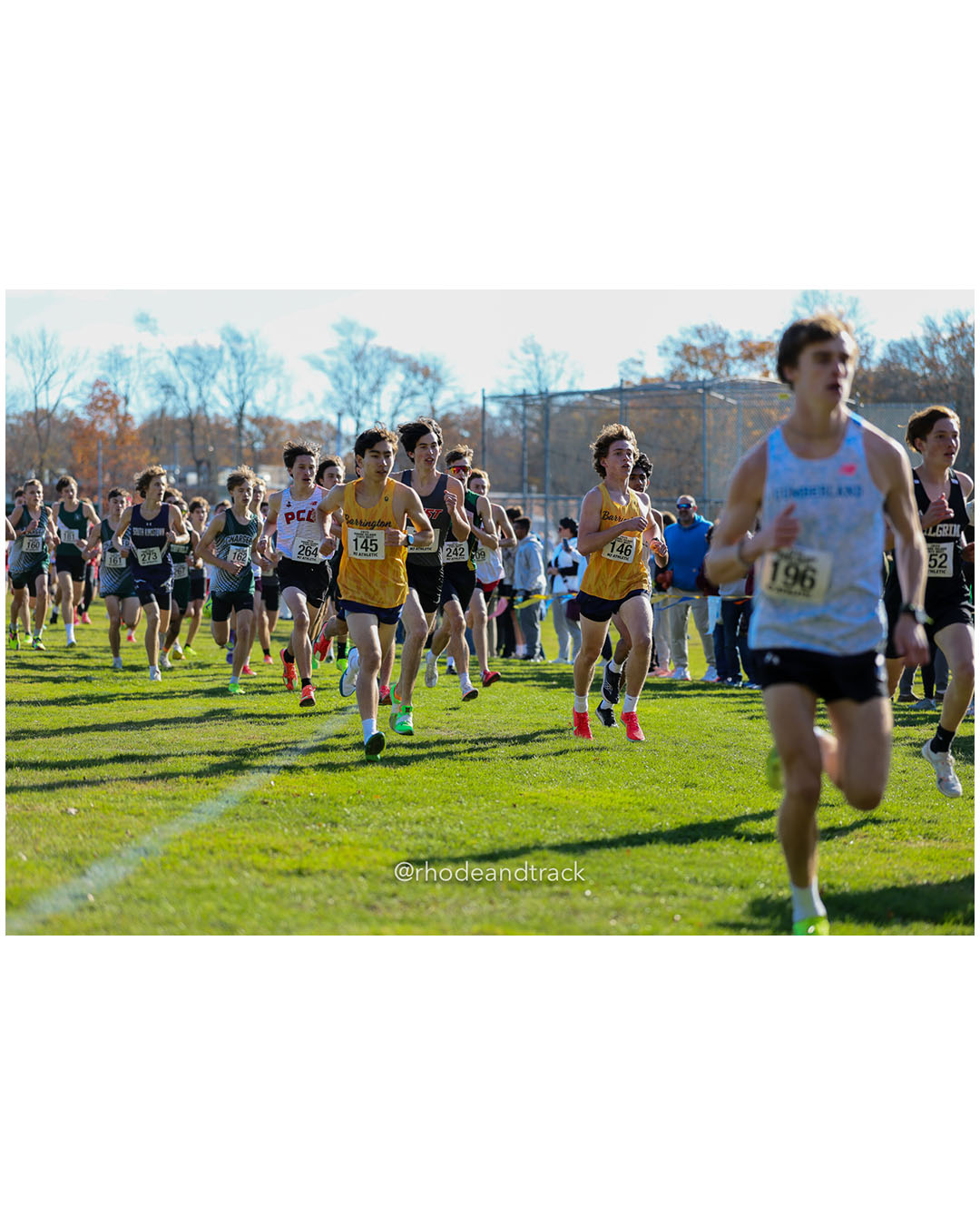 Ryan Hurlock, Barrington High School, 16:55.47, 24 - Austin McCarty, Barrington High School, 17:29.15, 46 - RI Cross Country State Championship - Ponaganset High School - North Scituate, RI - November 1, 2025 File: ./dir-2-Boys-Championship/251101-2025-RI-Cross-Country-State-Championships-Ponaganset-456-296A5669.jpg Ryan Hurlock, Barrington High School, 16:55.47, 24 - Austin McCarty, Barrington High School, 17:29.15, 46 - RI Cross Country State Champion…