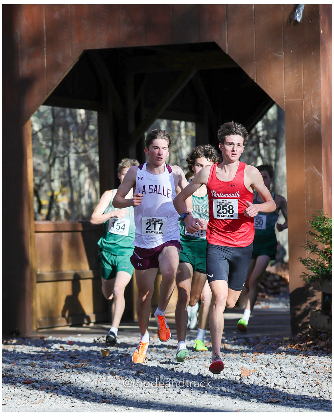 Marshall Vernon, La Salle Academy, 15:30.62, 4 - Sean Gray, Portsmouth High School, 15:16.10, 1 - RI Cross Country State Championship - Ponaganset High School - North Scituate, RI - November 1, 2025 File: ./dir-2-Boys-Championship/251101-2025-RI-Cross-Country-State-Championships-Ponaganset-477-296A5948.jpg Marshall Vernon, La Salle Academy, 15:30.62, 4 - Sean Gray, Portsmouth High School, 15:16.10, 1 - RI Cross Country State Championship - Pon…