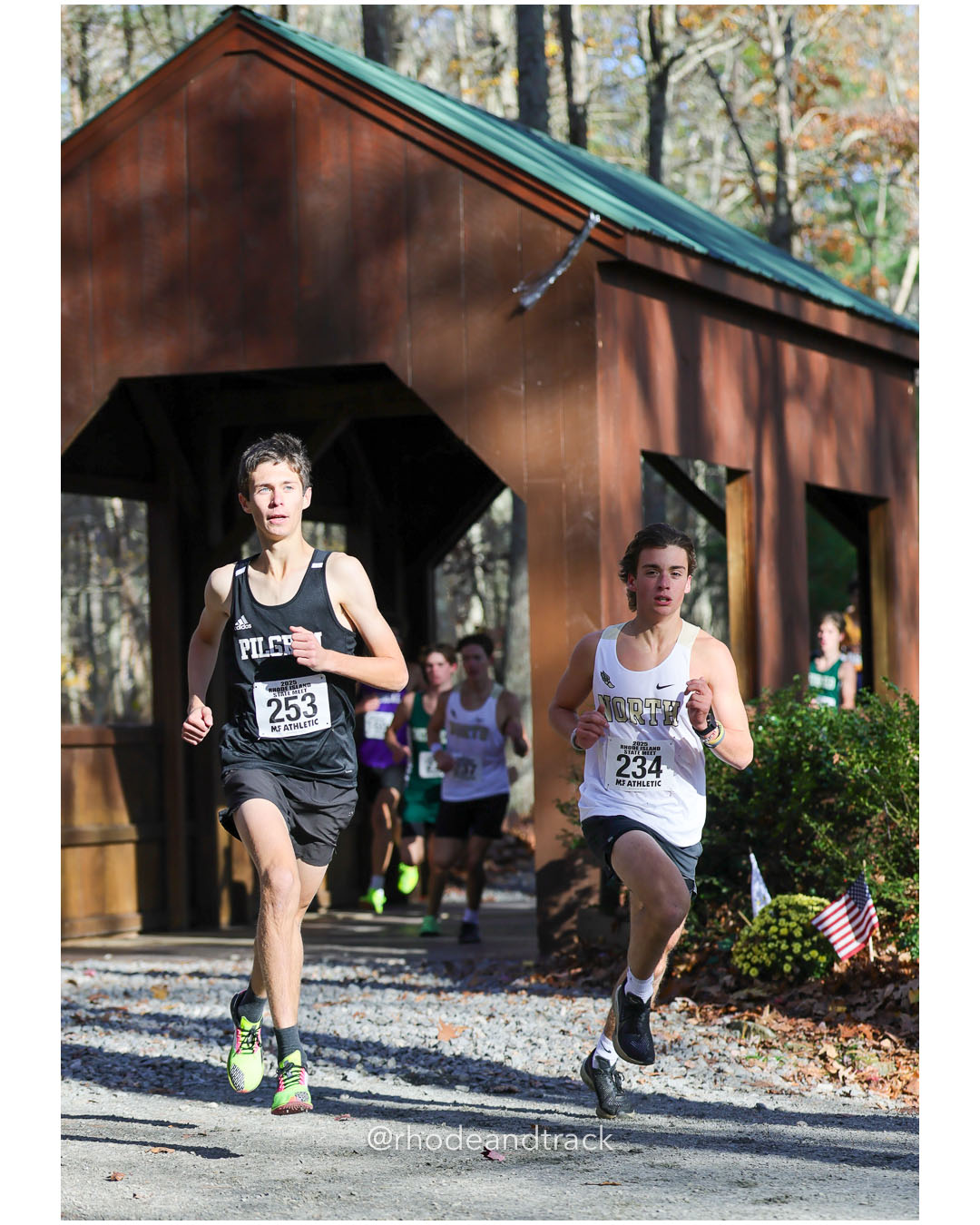 Cornelius Zmed, Pilgrim High School, 17:05.29, 28 - Xavier Baker, North Kingstown High School, 17:07.79, 31 - RI Cross Country State Championship - Ponaganset High School - North Scituate, RI - November 1, 2025 File: ./dir-2-Boys-Championship/251101-2025-RI-Cross-Country-State-Championships-Ponaganset-492-296A6154.jpg Cornelius Zmed, Pilgrim High School, 17:05.29, 28 - Xavier Baker, North Kingstown High School, 17:07.79, 31 - RI Cross Country State Champi…