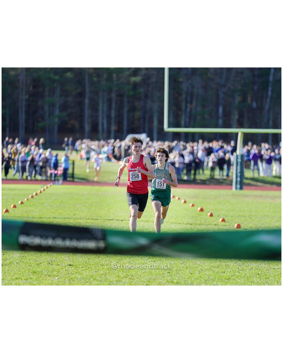 Sean Gray, Portsmouth High School, 15:16.10, 1 - Colby Flynn, Bishop Hendricken High School, 15:16.51, 2 - RI Cross Country State Championship - Ponaganset High School - North Scituate, RI - November 1, 2025 File: ./dir-2-Boys-Championship/251101-2025-RI-Cross-Country-State-Championships-Ponaganset-556-296A7038.jpg Sean Gray, Portsmouth High School, 15:16.10, 1 - Colby Flynn, Bishop Hendricken High School, 15:16.51, 2 - RI Cross Country State Champions…