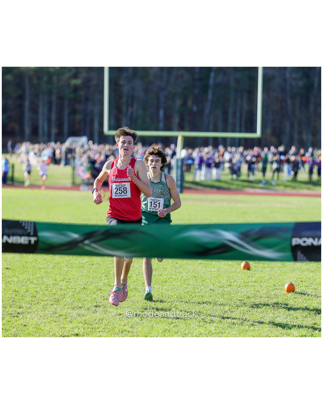 Sean Gray, Portsmouth High School, 15:16.10, 1 - Colby Flynn, Bishop Hendricken High School, 15:16.51, 2 - RI Cross Country State Championship - Ponaganset High School - North Scituate, RI - November 1, 2025 File: ./dir-2-Boys-Championship/251101-2025-RI-Cross-Country-State-Championships-Ponaganset-557-296A7109.jpg Sean Gray, Portsmouth High School, 15:16.10, 1 - Colby Flynn, Bishop Hendricken High School, 15:16.51, 2 - RI Cross Country State Champions…