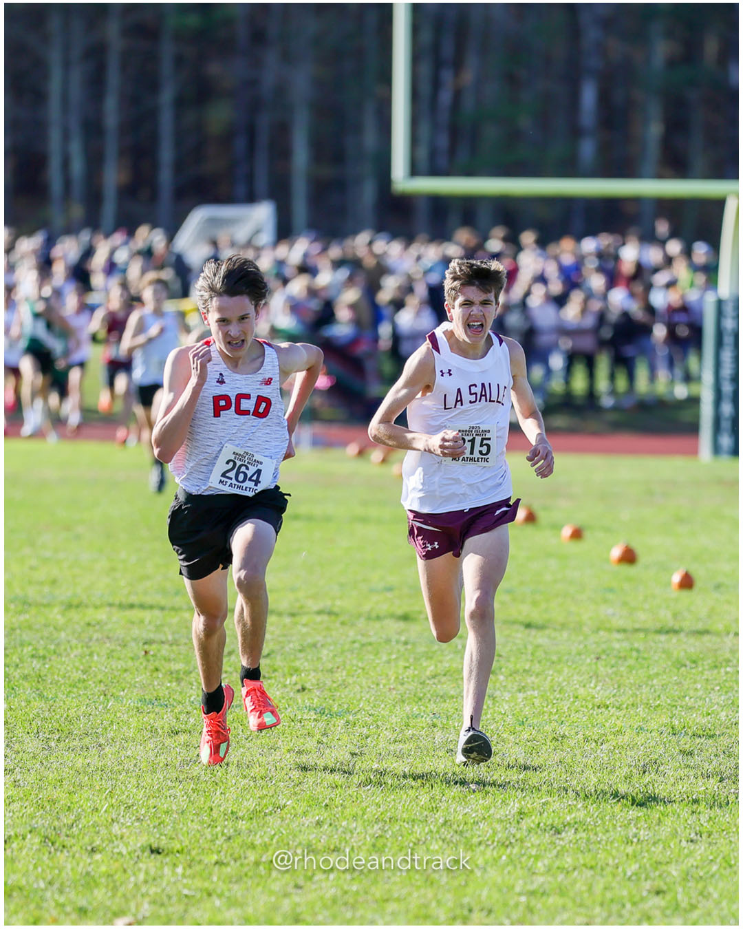 Leo Woodman, Providence Country Day, 16:25.29, 10 - Will Souza, La Salle Academy, 16:25.51, 11 - RI Cross Country State Championship - Ponaganset High School - North Scituate, RI - November 1, 2025 File: ./dir-2-Boys-Championship/251101-2025-RI-Cross-Country-State-Championships-Ponaganset-578-296A7895.jpg Leo Woodman, Providence Country Day, 16:25.29, 10 - Will Souza, La Salle Academy, 16:25.51, 11 - RI Cross Country State Championship - Pona…