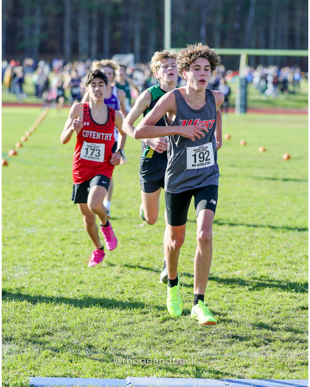 Aidan Alves, Coventry High School, 19:00.21, 103 - Anthony Renzulli, Cranston West HS, 18:59.76, 102 - RI Cross Country State Championship - Ponaganset High School - North Scituate, RI - November 1, 2025 File: ./dir-2-Boys-Championship/251101-2025-RI-Cross-Country-State-Championships-Ponaganset-663-296A9454.jpg Aidan Alves, Coventry High School, 19:00.21, 103 - Anthony Renzulli, Cranston West HS, 18:59.76, 102 - RI Cross Country State Championship…