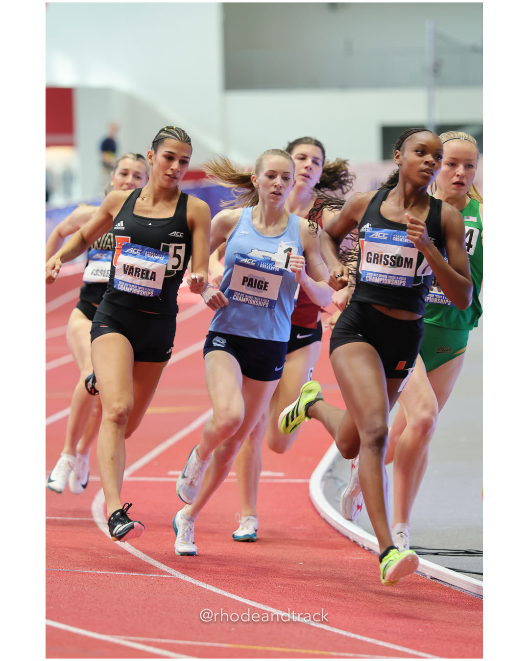 Natalie Varela, Miami, SR, #160; Makayla Paige, North Carolina, SR, #194 - 2026 ACC Championships - the TRACK at New Balance - Boston, Massachusetts - February 28, 2026 File: ./260228-ACC-Championships-2026-Boston-MA-179-296A0367.jpg Natalie Varela, Miami, SR, #160; Makayla Paige, North Carolina, SR, #194 - 2026 ACC Championships - the TRACK at New Balance - Boston, Mass…
