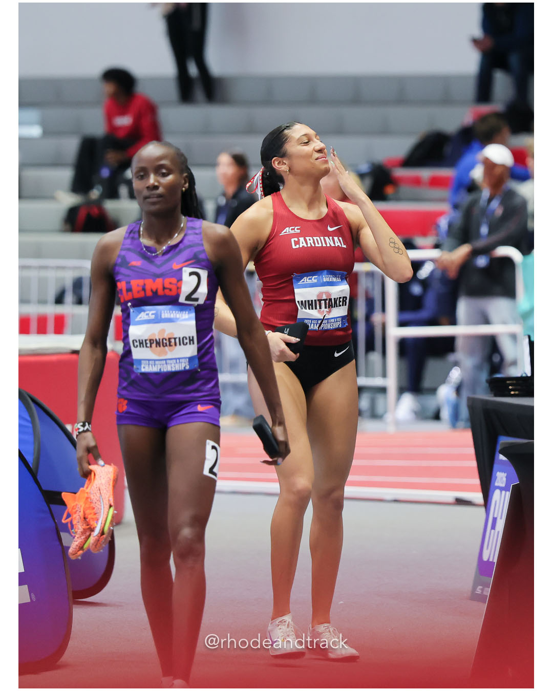 Gladys Chepngetich, Clemson, JR, #37; Juliette Whittaker, Stanford, SR, #267 - 2026 ACC Championships - the TRACK at New Balance - Boston, Massachusetts - February 28, 2026 File: ./260228-ACC-Championships-2026-Boston-MA-196-296A1371.jpg Gladys Chepngetich, Clemson, JR, #37; Juliette Whittaker, Stanford, SR, #267 - 2026 ACC Championships - the TRACK at New Balance - Boston,…