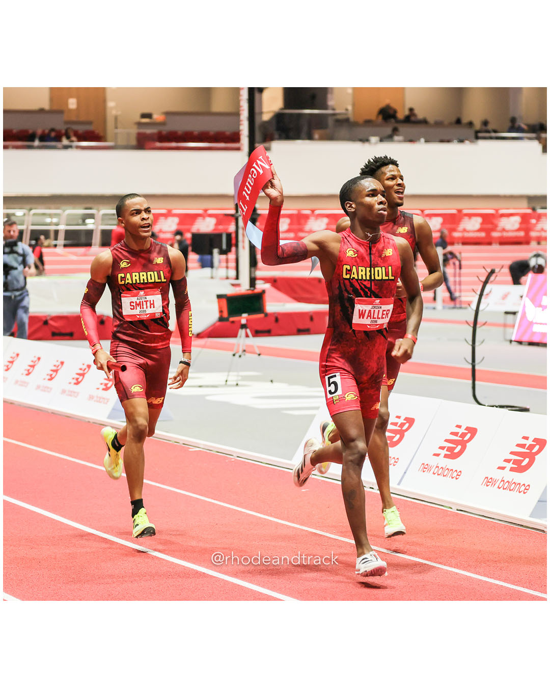 Austin Smith - Jordan Waller - Schmar Gamble - Archbishop Carroll - Boys 4x200m Relay - New Balance Indoor Nationals 2026 - the TRACK at New Balance - Boston, Massachusetts - March 14, 2026 File: ./dir-Boys-4x200m-Relay/260314-2026-New-Balance-Indoor-Nationals-Boston-MA-Saturday-668-296A7425.jpg Austin Smith - Jordan Waller - Schmar Gamble - Archbishop Carroll - Boys 4x200m Relay - New Balance Indoor Nationals 2026 - the TRACK at Ne…
