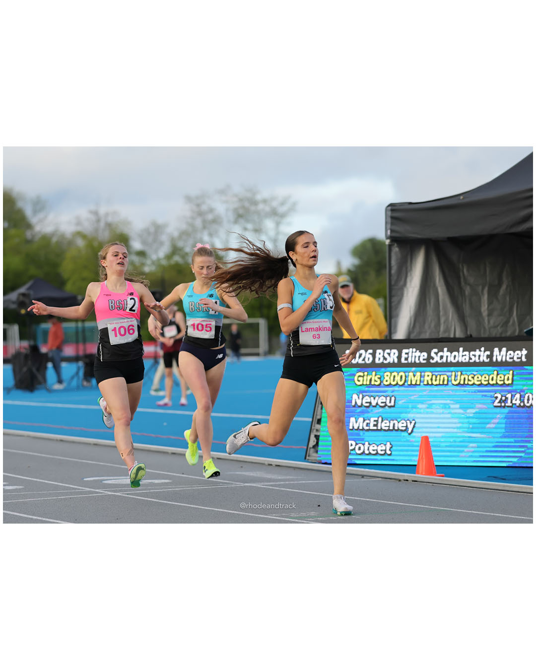 Daria Lamakina, Unattached, SO, #63 - Madie Poteet, Blue Hawks Track Club, SR, #105 - Susan Wisniewski, New England Elite, JR, #106 - BSR Elite Scholastic Meet - UMass Lowell - Lowell, Massachusetts - May 15, 2026 File: ./dir-Girls-800m/260515-2026-BSR-Elite-Scholastic-Meet-82-296A4649.jpg Daria Lamakina, Unattached, SO, #63 - Madie Poteet, Blue Hawks Track Club, SR, #105 - Susan Wisniewski, New England Elite, JR, #106 - BSR E…