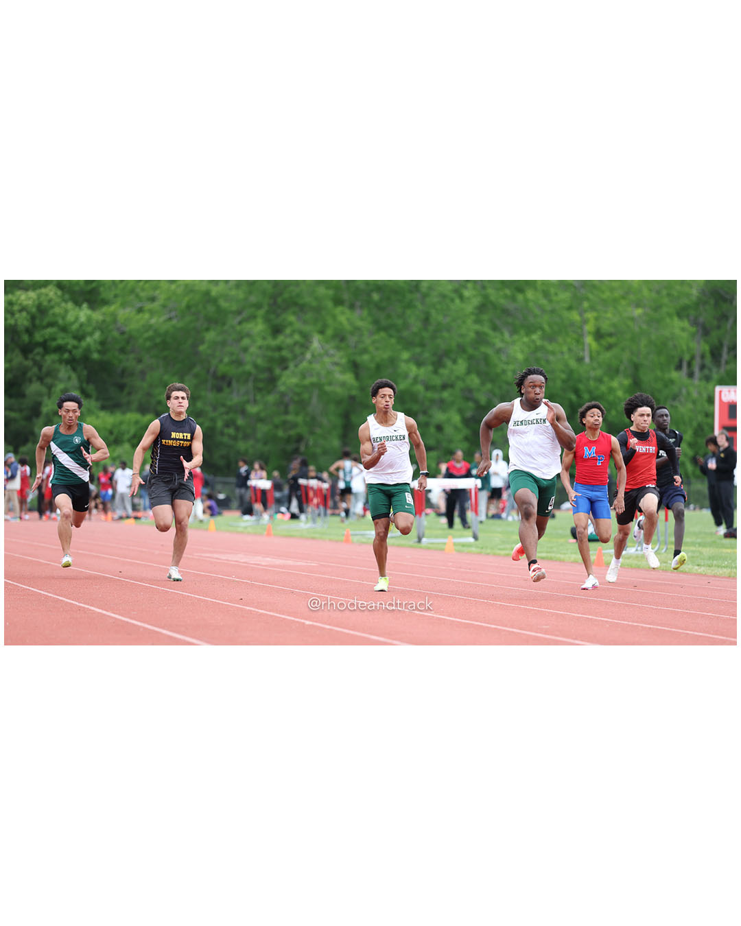 Jayden Lopez, Bishop Hendricken High School, 10 - Jeremy Seidi, Bishop Hendricken High School, 12 - Randy Rosario, Mount Pleasant High School, 11 - Ethan Machado, North Kingstown High School, 10 - Adriel Sical, Coventry High School, 12 - 2026 Class A Outdoor Track Championships - Coventry High School - Coventry, Rhode Island - May 24, 2026 File: ./dir-100m-Dash/260523-2026-Class-A-Outdoor-Track-Championships-Coventry-313-062A3109.jpg Jayden Lopez, Bishop Hendricken High School, 10 - Jeremy Seidi, Bishop Hendricken High School, 12 - Randy Rosario, Mount Pleasant High Scho…