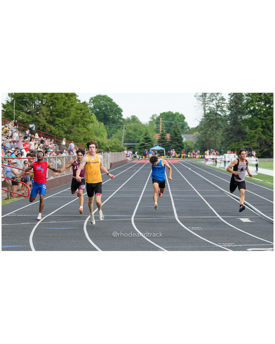 Patrick Trainor, Barrington High School, 12 - Jackson Alves, La Salle Academy, 11 - Mckeene Keith, Mount Pleasant High School, 12 - Matt Fontaine, Cumberland, 12 - Ryan D'Errico, Cranston West HS, 11 - 2026 RI Outdoor Track and Field State Championships - Brown Stadium - Providence, Rhode Island - June 06, 2026 File: ./dir-200m/260606-2026-RI-Outdoor-Track-And-Field-State-Championships-Brown-796-296A4134.jpg Patrick Trainor, Barrington High School, 12 - Jackson Alves, La Salle Academy, 11 - Mckeene Keith, Mount Pleasant High School, 12 - Matt Fo…