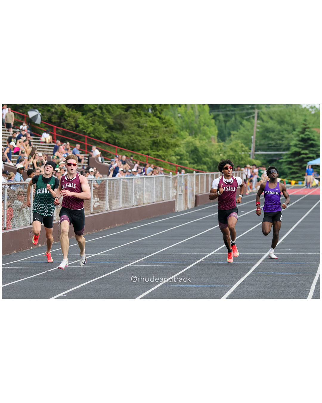 Garrett Giroux-Pezzullo, La Salle Academy, 12 - Anderson Chapman, Chariho Regional High School, 9 - Jalen Moseley, La Salle Academy, 11 - Ephraim Teah, Classical High School, 10 - 2026 RI Outdoor Track and Field State Championships - Brown Stadium - Providence, Rhode Island - June 06, 2026 File: ./dir-200m/260606-2026-RI-Outdoor-Track-And-Field-State-Championships-Brown-797-296A4342.jpg Garrett Giroux-Pezzullo, La Salle Academy, 12 - Anderson Chapman, Chariho Regional High School, 9 - Jalen Moseley, La Salle Academy, 11 - E…
